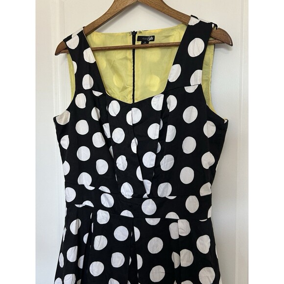 East 5th Womens Dress Size 14 Black White Polkadot Swing Lined 50's Style - Picture 2 of 11